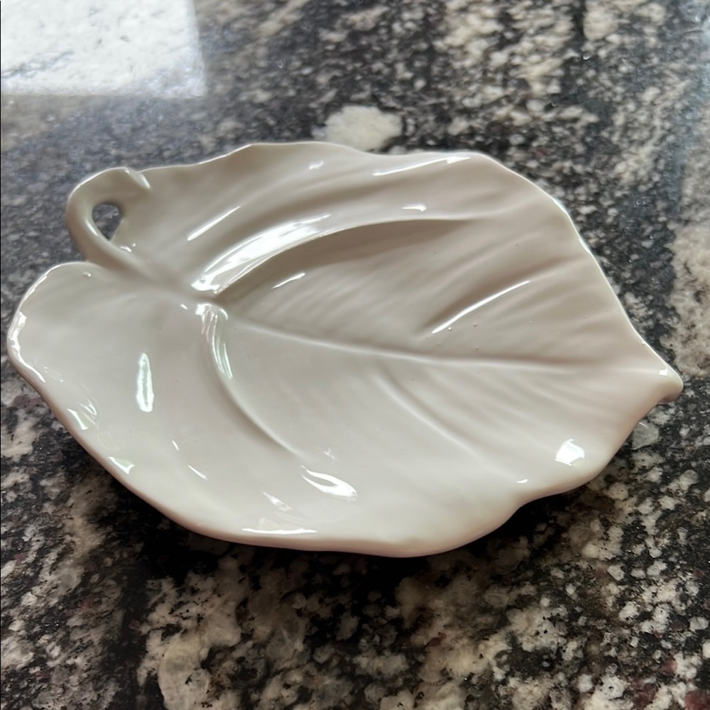 Anthropologie White Leaf Dish